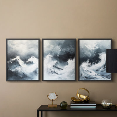 Highland Dunes Sea and Shore Series XXVI -Set Of 3 Framed Giclee Prints -Ready to Hang
