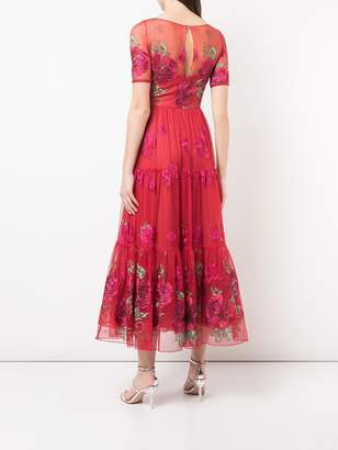 Marchesa Notte embroidered A-line dress