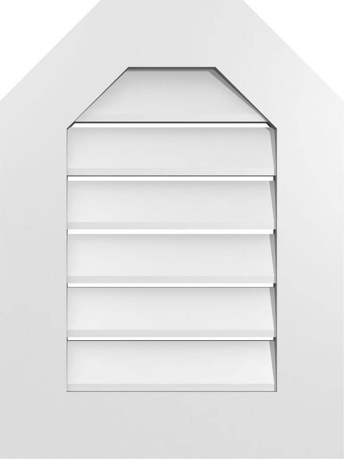 18 in. x 24 in. Octagonal Top Surface Mount PVC Gable Vent: Functional with Standard Frame