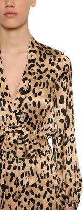 Temperley London Leopard Print Silk Satin Dress