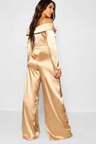 Thumbnail for your product : boohoo Satin Wide Leg Trouser