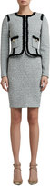 Thumbnail for your product : St. John Sorbet Tweed Knit Jacket With Shredded Fringe Trim and Pockets
