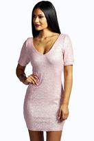 Thumbnail for your product : boohoo Hollie Sequin Short Sleeve Bodycon Dress