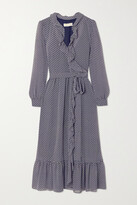 Thumbnail for your product : MICHAEL Michael Kors Ruffled Floral-print Georgette Wrap Dress - Blue