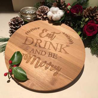 Shindigg Eat, Drink And Be Merry Round Bamboo Board