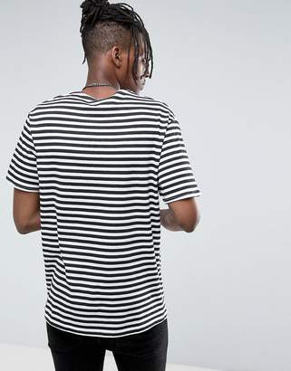 Reclaimed Vintage Revived Striped T-Shirt With Skull Patch