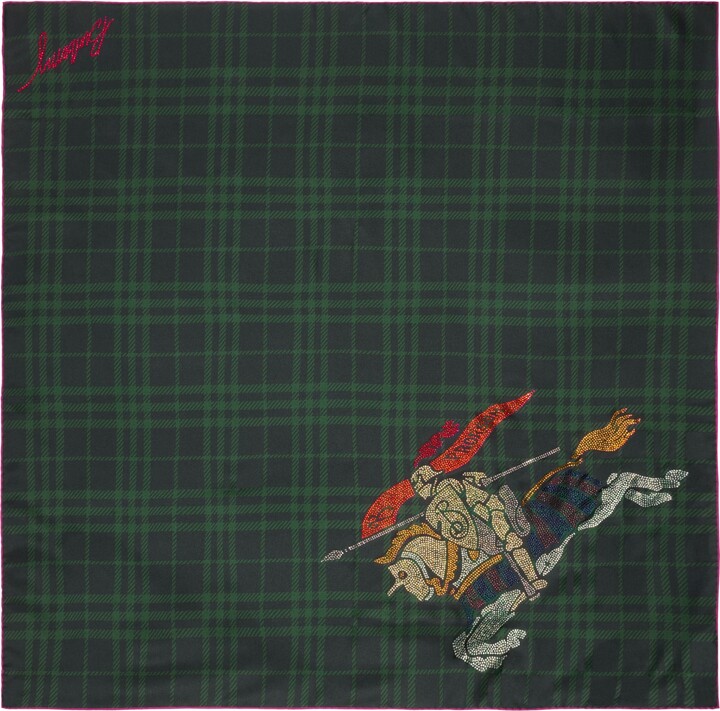 Burberry Crystal EKD Check Silk Scarf
