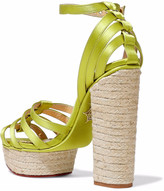 Thumbnail for your product : Charlotte Olympia Eyelet-embellished Satin Espadrille Platform Sandals