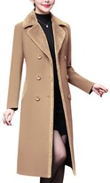 Thumbnail for your product : AprsfnEUR Women's Double-breasted Notched Lapel Midi Wool Blend Pea Coat Jackets (Purple X-Large)