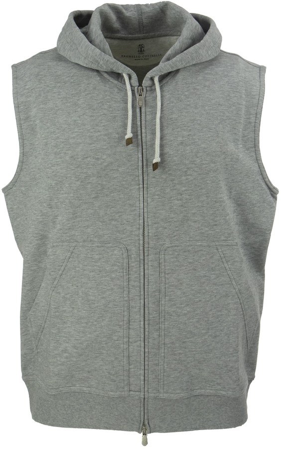 full zip sleeveless hoodie