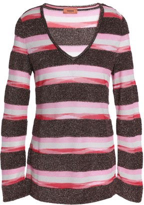 Missoni Striped Metallic Boucle And Crochet-knit Sweater