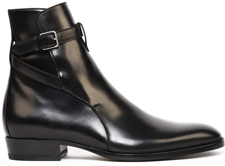 Saint Laurent Wyatt Black Leather Ankle Boots - ShopStyle