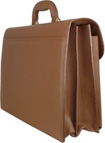 Thumbnail for your product : L.a.p.a. Men's Front-pocket Tan Brown Italian Leather Briefcase