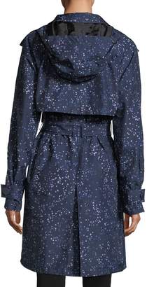 Hunter Star-Print Belted Snap-Front Trench Coat