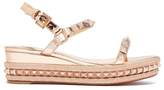 Thumbnail for your product : Christian Louboutin Pyraclou 60 Metallic Leather Flatform Sandals - Womens - Rose Gold