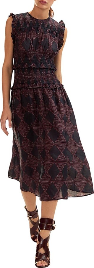 Cynthia Rowley Ramie Smocked Dress