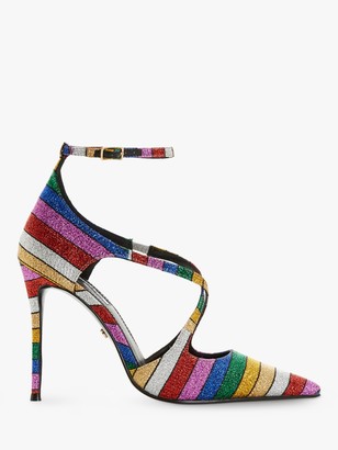Dune Divaa Embellished Cross Strap Court Shoes, Multi