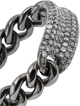 Shay Metallic Silver Chain Link Diamond Ring