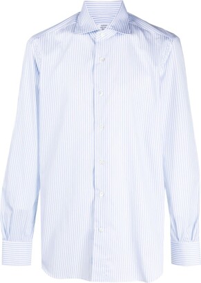 Mazzarelli Spread-Collar Striped Shirt