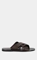 Thumbnail for your product : Barneys New York Men's Crisscross Leather Slide Sandals - Brown