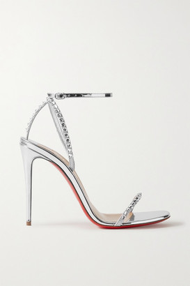 Christian Louboutin So You 100 Swarovski Crystal-embellished  Mirrored-leather Sandals - Silver - ShopStyle