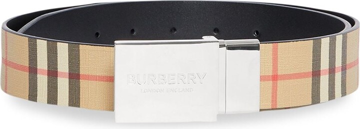 Burberry Reversible Logo Buckle Belt Vintage Check Coated Canvas Wide 80 -  ShopStyle