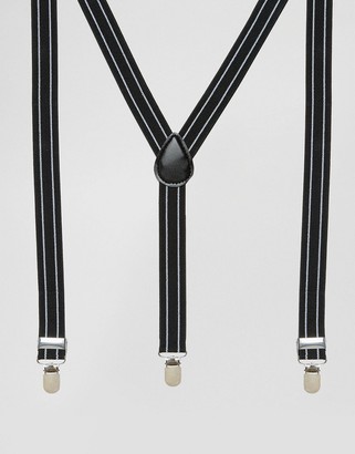 Reclaimed Vintage Stripe Suspenders Black