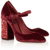 Thumbnail for your product : Dolce & Gabbana Vally crystal-embellished velvet pumps