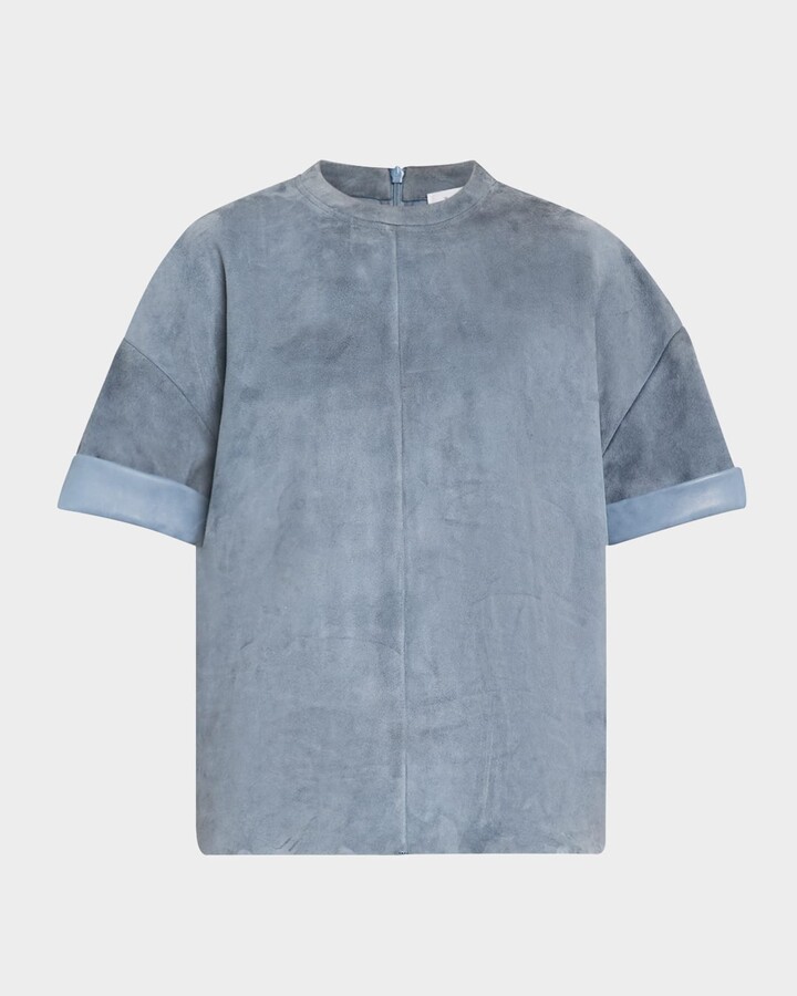 Max Mara Morris Suede Short-Sleeve T-Shirt