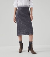 Embroidered-Net Midi Skirt 