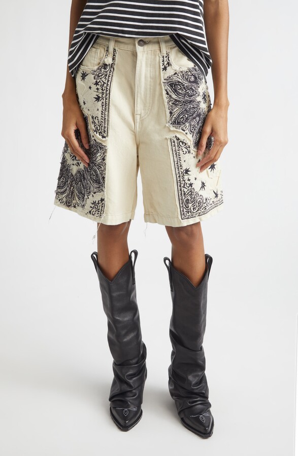 R 13 Relaxed Denim Bermuda Shorts