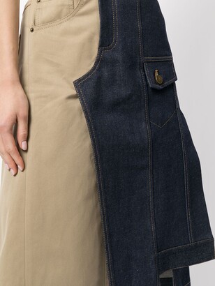 Monse Denim-Panel Midi Skirt