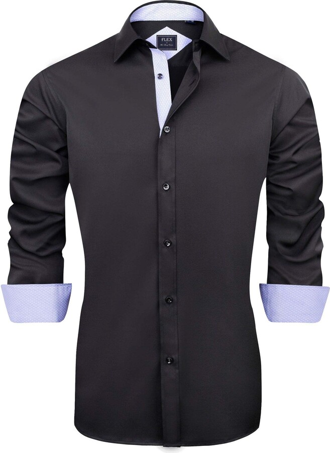 J.VER Mens Black Dress Shirts Long Sleeve Formal Shirts Casual Regular ...