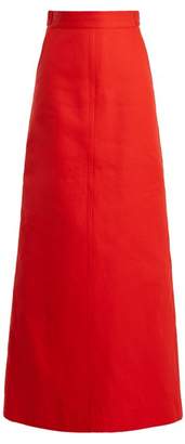 Kwaidan Editions - Lockwood A Line Cotton Maxi Skirt - Womens - Red