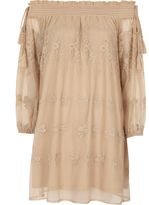 Thumbnail for your product : River Island Womens Nude floral embroidered smock swing dress