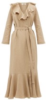 Thumbnail for your product : Casa Raki - Esme Ruffled Linen Wrap Dress - Beige