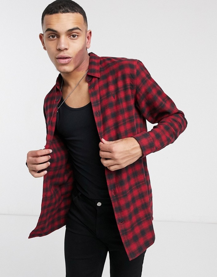 AllSaints Chetco checked shirt in red/black - ShopStyle
