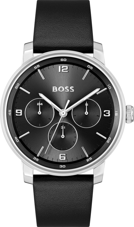 Contender Leather Strap Watch, 44mm