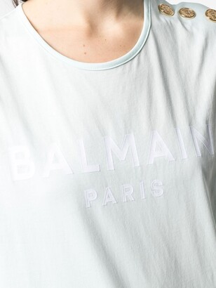 Balmain flocked logo sleeveless T-shirt