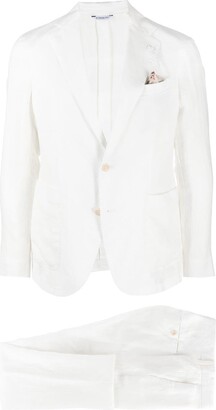 Manuel Ritz Brooch-Detail Linen Suit