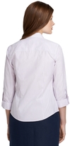 Thumbnail for your product : Brooks Brothers Petite Fitted Non-Iron Three-Quarter Sleeve Fine Stripe Dress Shirt
