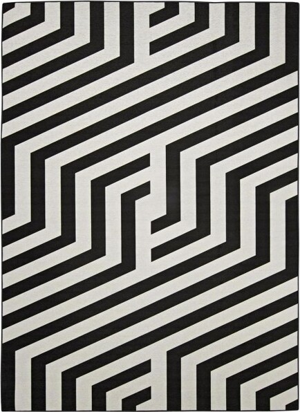 HomeStockOutdoorWashableMyersIvory&Black3'X5',MachineWovenwithPrintedDesigns,Coastal