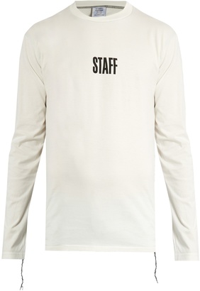 Vetements X Hanes Staff long-sleeved cotton T-shirt