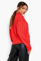 Thumbnail for your product : boohoo Open Stitch Cable Collar Jumper