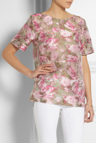 Thumbnail for your product : Matthew Williamson Floral Haze jacquard and silk-organza top