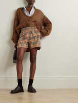 Thumbnail for your product : Burberry Striped Checked Cotton-blend Shorts - Beige - UK 4