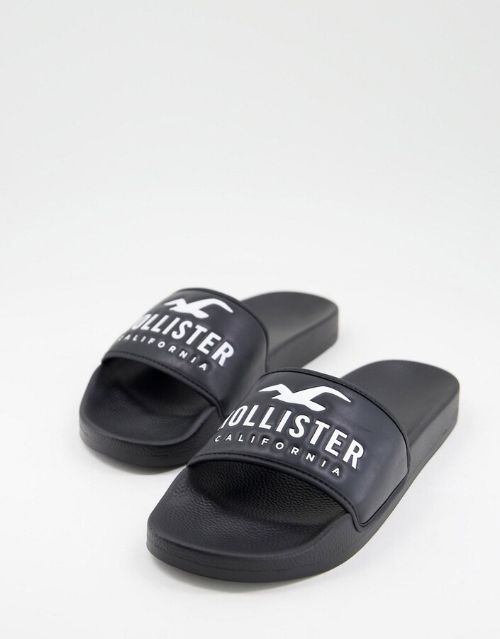Hollister Exclusive to Asos icon logo sliders in black - ShopStyle Flip  Flop Sandals