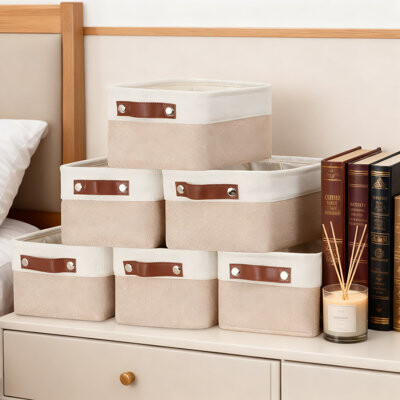 Collapsible Storage Baskets 6-Pack, Foldable Fabric Organizer Bins With Handles For Shelves, Closet, Nursery, And Home Organization