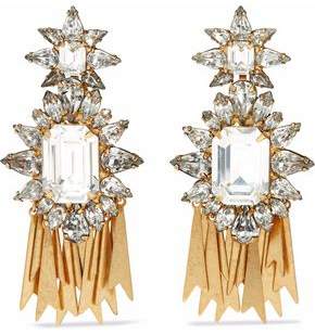 Elizabeth Cole 24-karat Gold-plated Swarovski Crystal Earrings