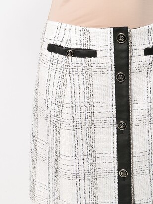Ferragamo Contrasting-Trim Check-Print Skirt